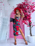 "ROSE SORBET 89" midi dress - red with black